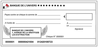 Le chèque de l'univers vierge